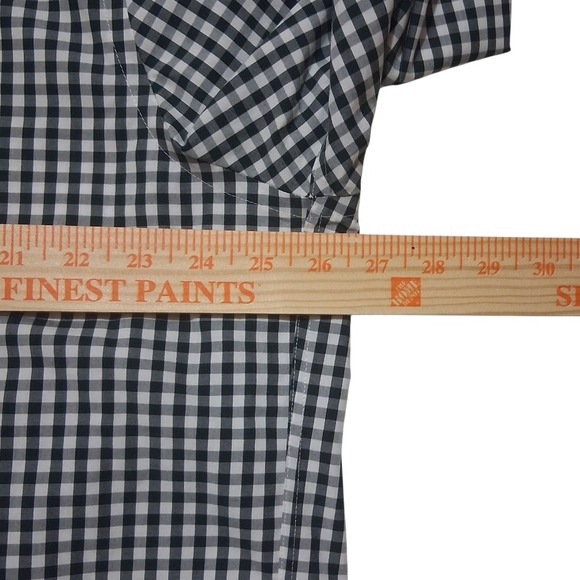 Men's Michael Kors Sz. 18 1/2, 34/35 Midnight Green Long Sleeve Checkered Shirt - Picture 4 of 10